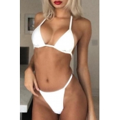 Lovely Knot Design White Two-piece Swimsuit