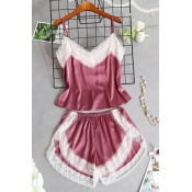 Lovely Sexy Lace Patchwork Cameo Brown Sleepwear