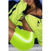 Lovely Sportswear Patchwork Yellow Two-piece Short