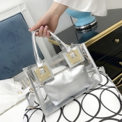 Lovely Chic See-through Silver Messenger Bag