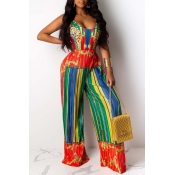 Lovely Casual Print Green One-piece Jumpsuit