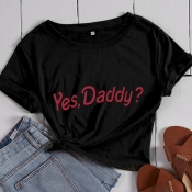 Lovely Casual Letter Print Black T-shirt