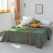 Lovely Cosy Pumpkin Print Deep Blue Blanket