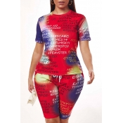 Lovely Leisure Letter Print Multicolor Two-piece S