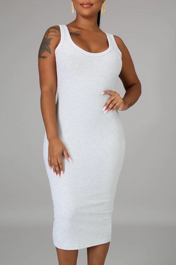 Lovely Casual Basic White Knee Length Dress
