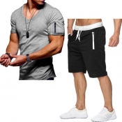 Lovely Leisure O Neck Lace-up Light Grey Two-piece