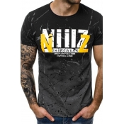 Lovely Casual O Neck Print Black T-shirt