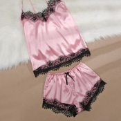 Lovely Sexy Lace Hem Light Pink Sleepwear