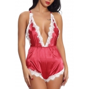 Lovely Sexy Lace Hem Red Babydolls