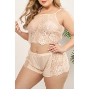 Lovely Sexy Lace See-through Skin Color Plus Size 