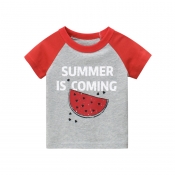 Lovely Leisure Print Patchwork Red Boy T-shirt