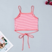 Lovely Trendy Striped Pink Camisole