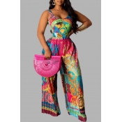 Lovely Trendy Print Multicolor Plus Size One-piece