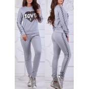 Lovely Sportswear Patchwork Grey Loungewear