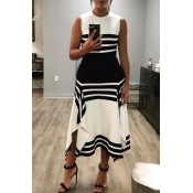 Lovely Casual Patchwork Black And White Ankle Leng