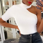 Lovely Stylish One Shoulder White T-shirt