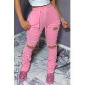 LW Leisure Hollow-out Pink Pants