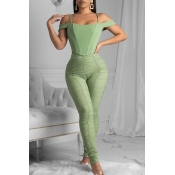 Lovely Trendy Fold Design Green Two-piece Pants Se