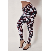 Lovely Street Camo Print Red Pants