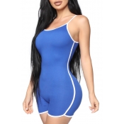 Lovely Leisure Patchwork Blue One-piece Romper