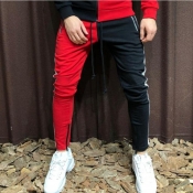 Lovely Sportswear Patchwork Red Pants