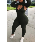 Lovely Sportswear Hollow-out Army Green Plus Size 