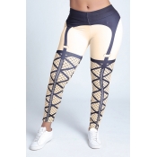 Lovely Sportswear Print Beige Leggings