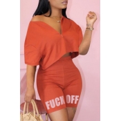 LW Leisure Letter Print Croci Two-piece Shorts Set