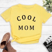 Lovely Leisure O Neck Letter Yellow T-shirt