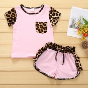 Lovely Stylish Patchwork Pink Girl Two-piece Short