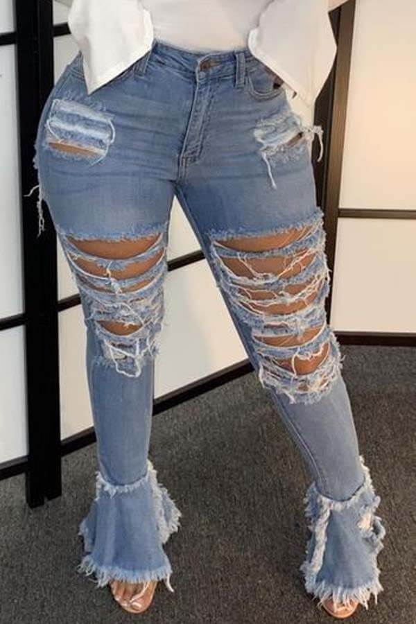 LW Plus Size Ripped Flared Jeans