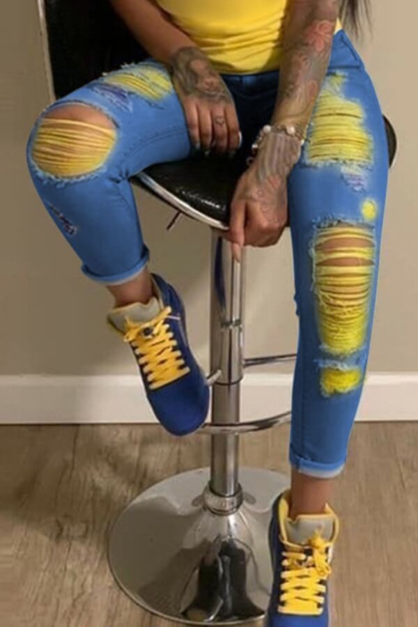 LW Raw Edge Ripped Jeans (No Stretch)