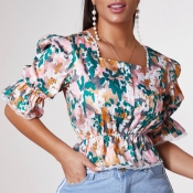 Lovely Stylish Floral Print Multicolor Blouse