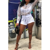 Lovely Sportswear See-through White Two-piece Shor
