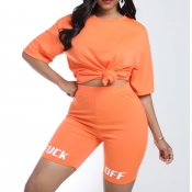Lovely Casual Letter Croci Two-piece Shorts Set