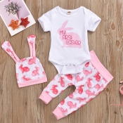 Lovely Casual Letter Print Pink Girl Two-piece Pan