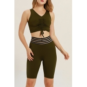 Lovely Sportswear Patchwork Army Green Two-piece S