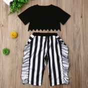 Lovely Trendy Striped Black Girl Two-piece Pants S