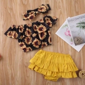 Lovely Stylish Print Black Girl Two-piece Shorts S