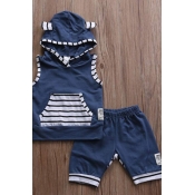 Lovely Casual Patchwork Blue Boy Two-piece Shorts 