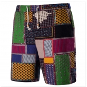 Lovely Casual Color-lump Patchwork Multicolor Shor