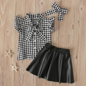 Lovely Sweet Grid Print Black Girl Two-piece Skirt