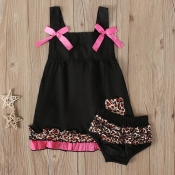 Lovely Stylish Patchwork Black Girl Two-piece Shor
