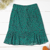 Lovely Trendy Print Green Skirt