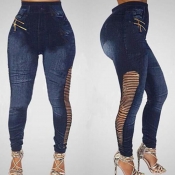 Lovely Chic Hollow-out Deep Blue Jeans