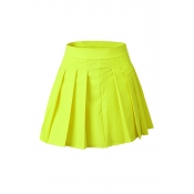 Lovely Sweet Fold Design Yellow Skirt