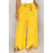 Lovely Leisure Lace-up Yellow Pants