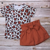 Lovely Casual Print Brown Girl Two-piece Shorts Se