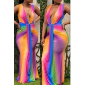 Lovely Stylish Tie-dye Multicolor Maxi Dress