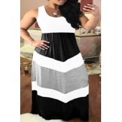 Lovely Casual Patchwork White Maxi Plus Size Dress